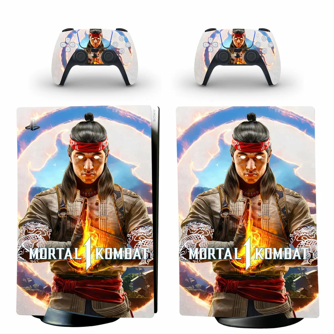 Mortal Kombat 1 PS5 цифровая наклейка для консоли и 2 контроллера виниловые чехлы