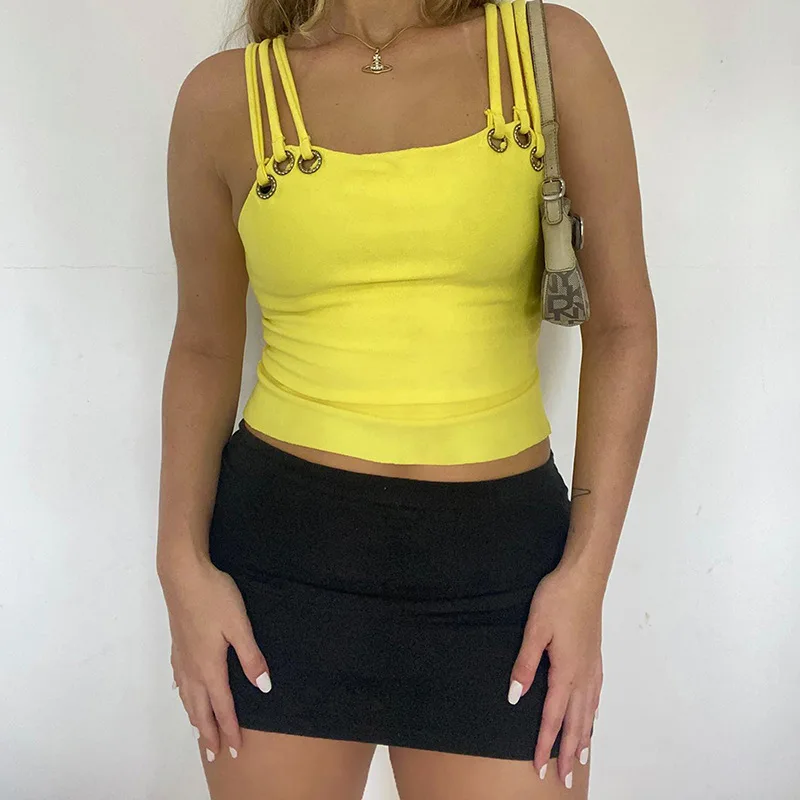 

Уличная одежда 2023, футболка без рукавов с открытой спиной, соблазнительный укороченный топ, одежда на весну и лето, майка Y2k, корсет, Топ