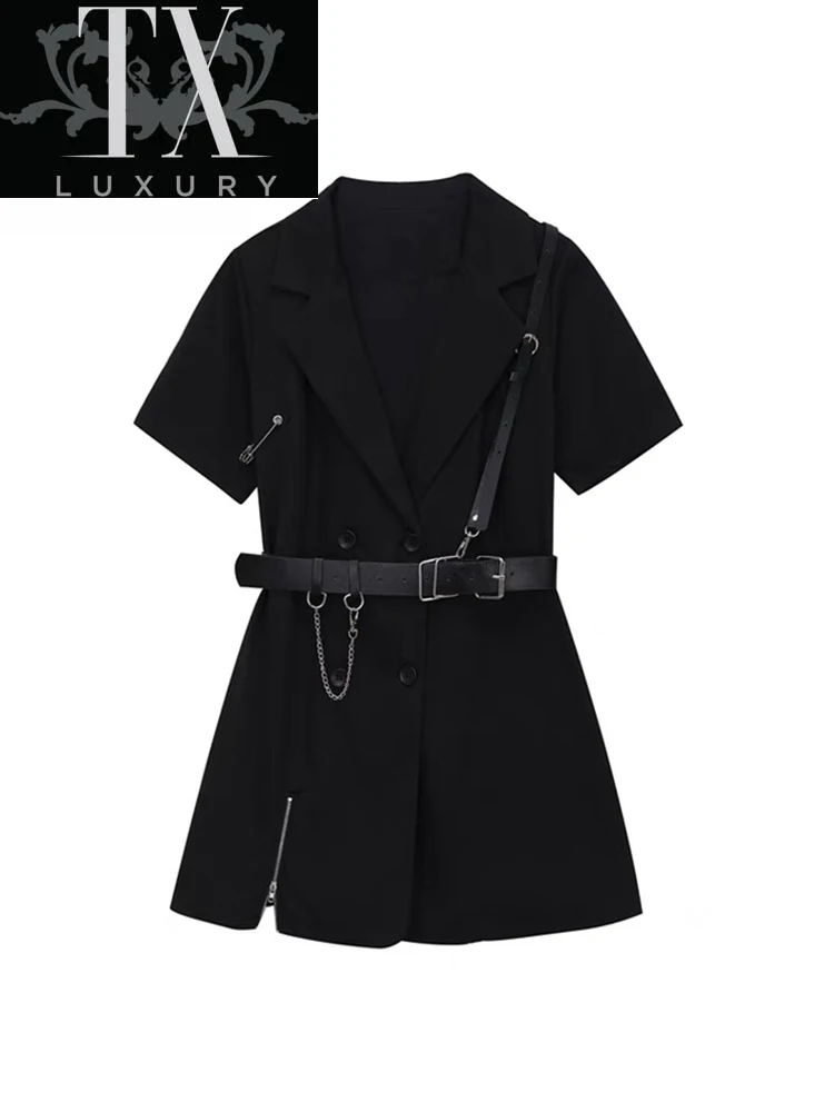 

New Gothic A-line Dress Japanese Soft Sister Black Short Sleeve Dresses Summer Fashion Streetwear Ladies Harajuku Tunic Vestidos