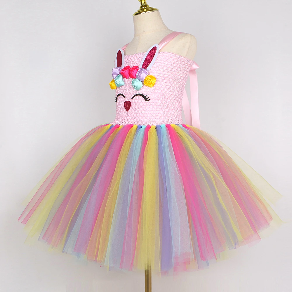Детские радужные костюмы кролика для девочек на Хэллоуин пасхальные праздничные