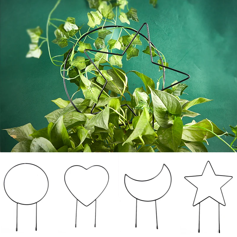 

Metal Iron Round Heart Star Moon Shaped Garden Plant Support Stake Stand Potted