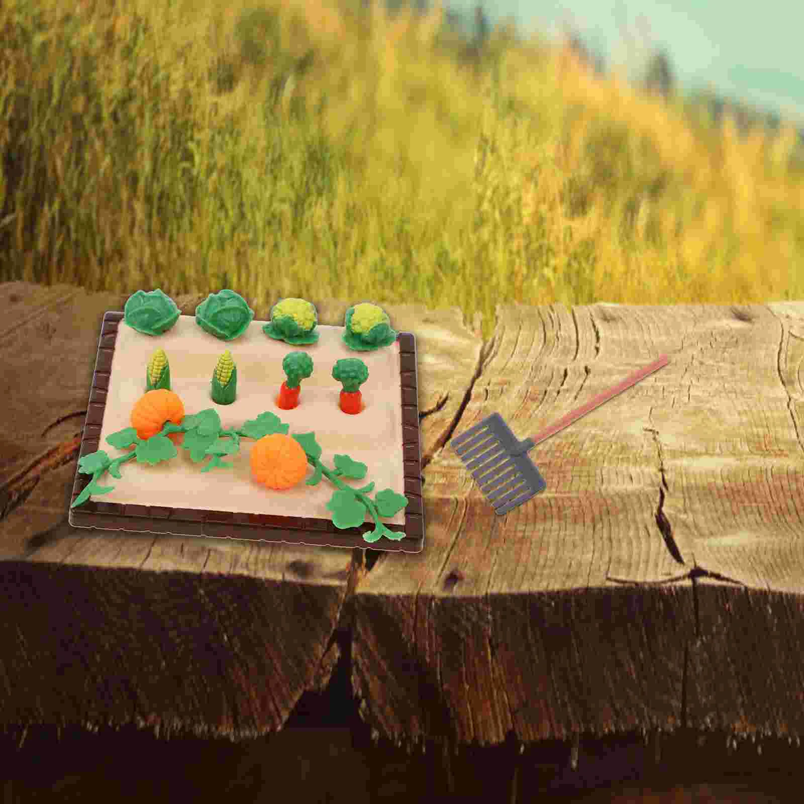 Открытый маленький мини-грабли для овощей сада миниатюрная модель сцены из смолы