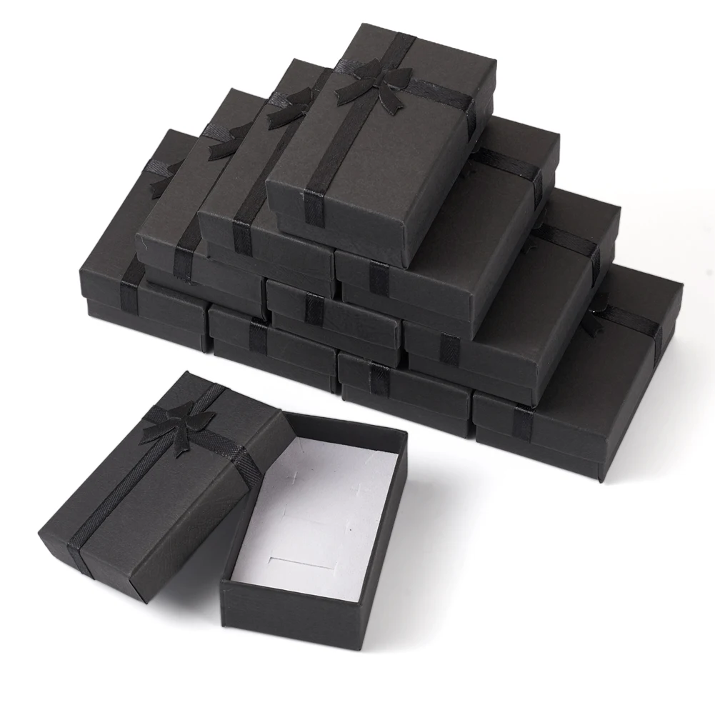 12 шт. бумажные подарочные коробки для украшений картонные с бантом подарков