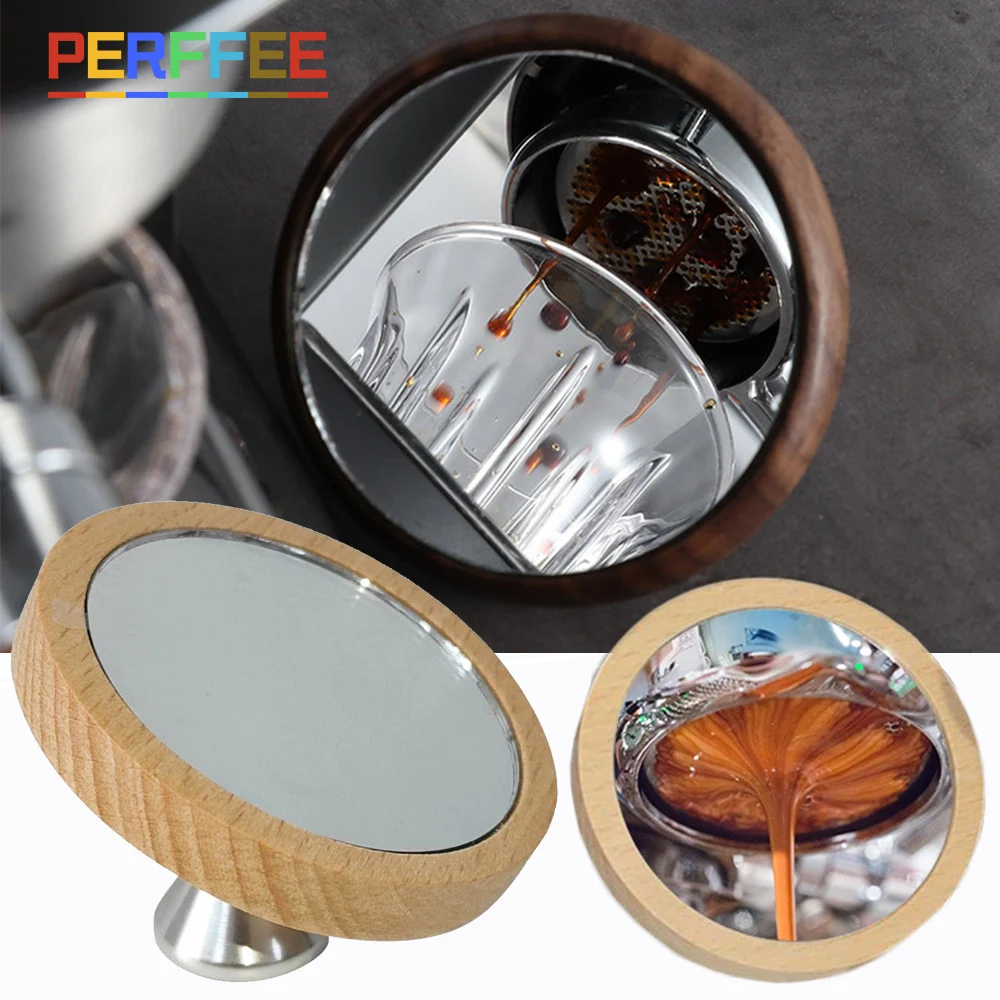 

Espresso lens Flow Rate Mirror Bottomless Portafilter Observation Reflective Mirror for Cafe Coffee Machine Tool Walnut/Beech