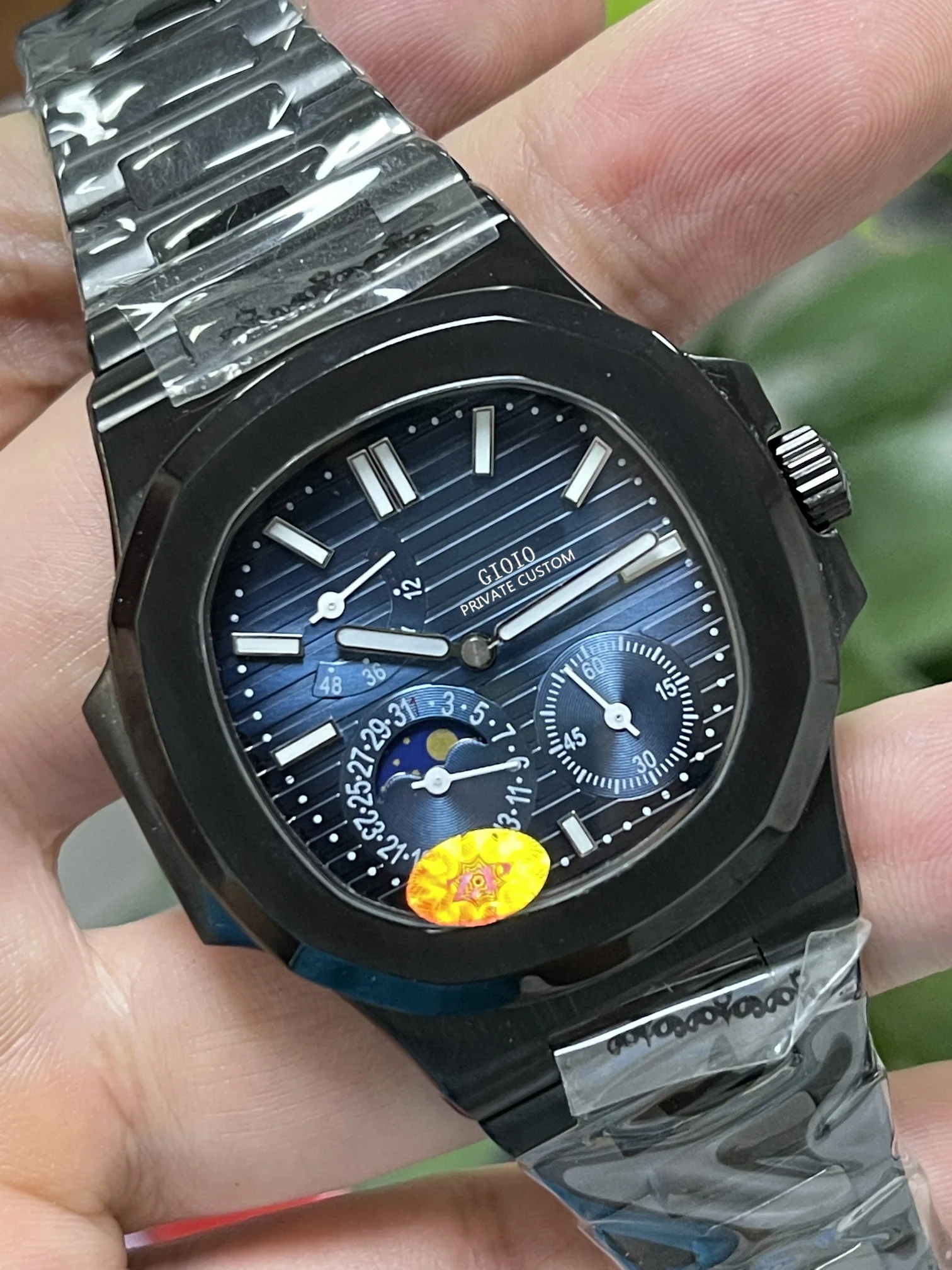 

Mens Automatic Mechanical Watch Black Moon Phase Luminous