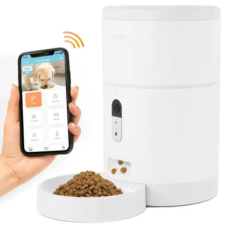 

Purechew Automatic Pet Feeder with HD Camera, Smart Food Dispenser for Cats and Dogs, Portion Control, Programmable Treat Dispen