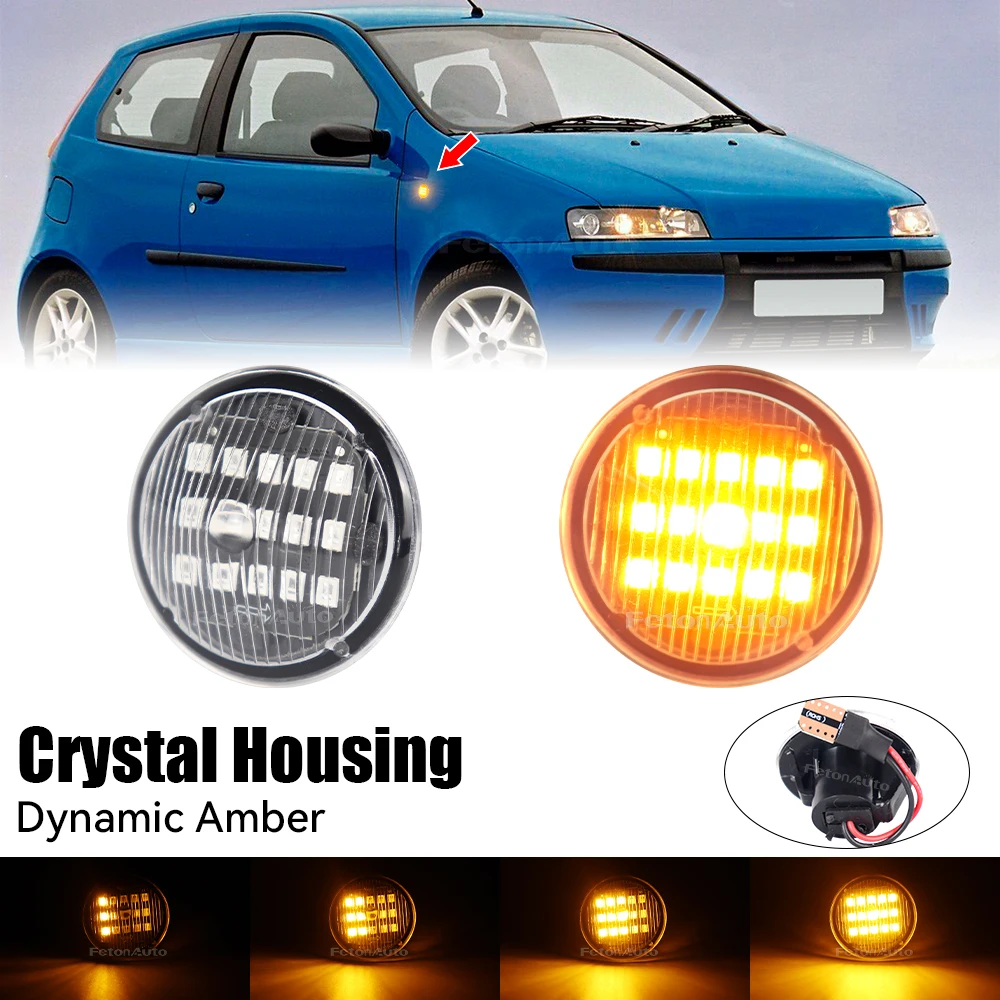 

2 шт. для Fiat Punto 188 1999-2012 Doblo 2001-2005 светодиодный, динамические янтарные поворотники, боковые габаритные огни