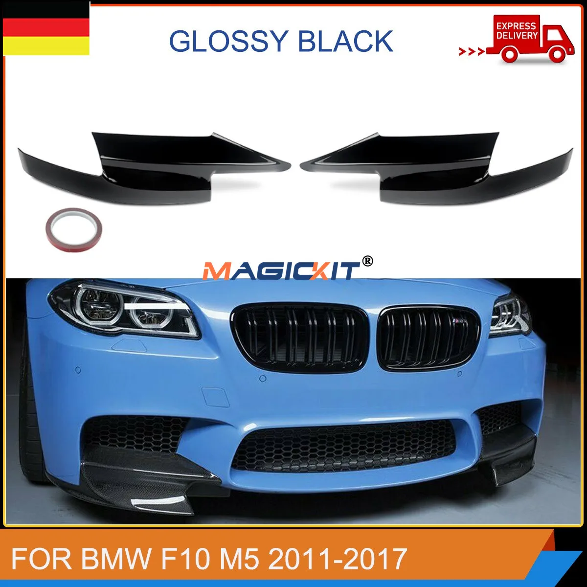 MagicKit Pair Front Bumper Lip Side Corner Splitter For BMW F10 M5 Sedan Only 2010-2016