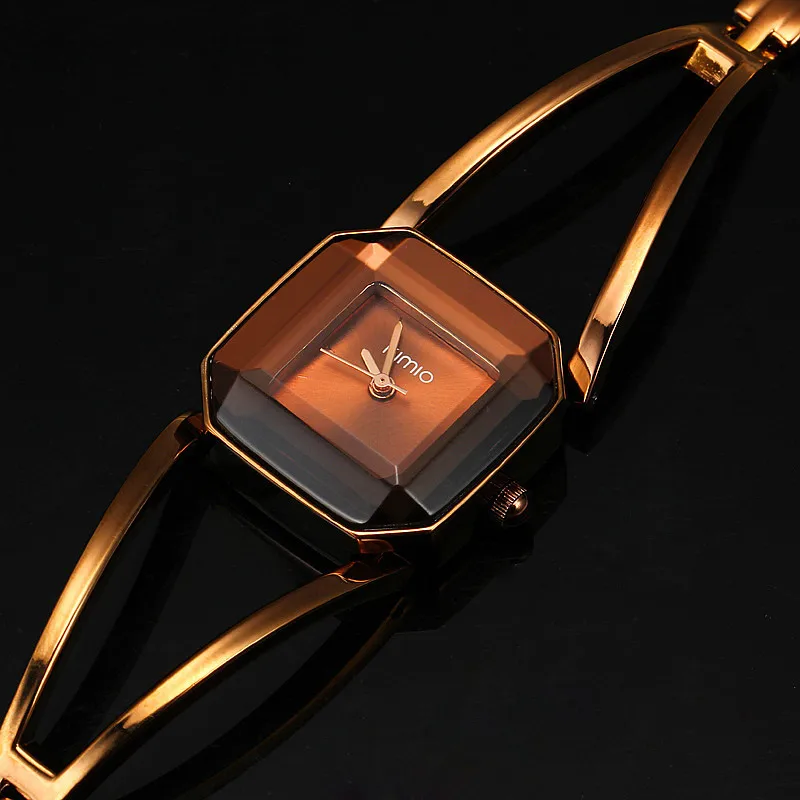 

NO.2-5492 KIMIO Brand Luxury Women's Quartz Watches Waterproof Stainless Steel Hollow Square Bracelet Ladies Watches montre