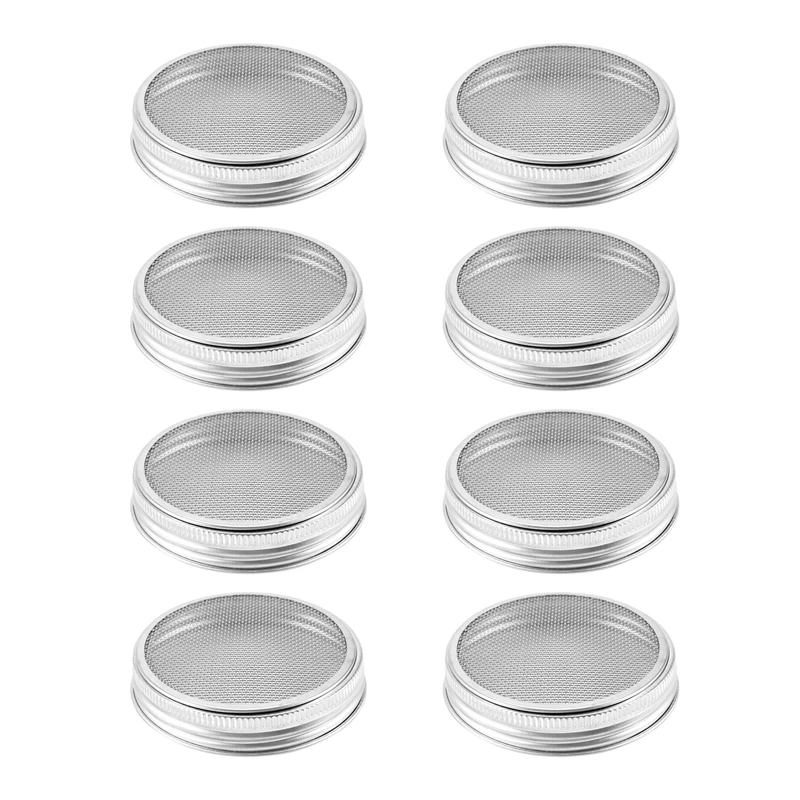 

8 Pack Stainless Steel Sprouting Jar Lid Kit For Wide Mouth Jars,Strainer Screen For Canning Jars And Seed Sprouting