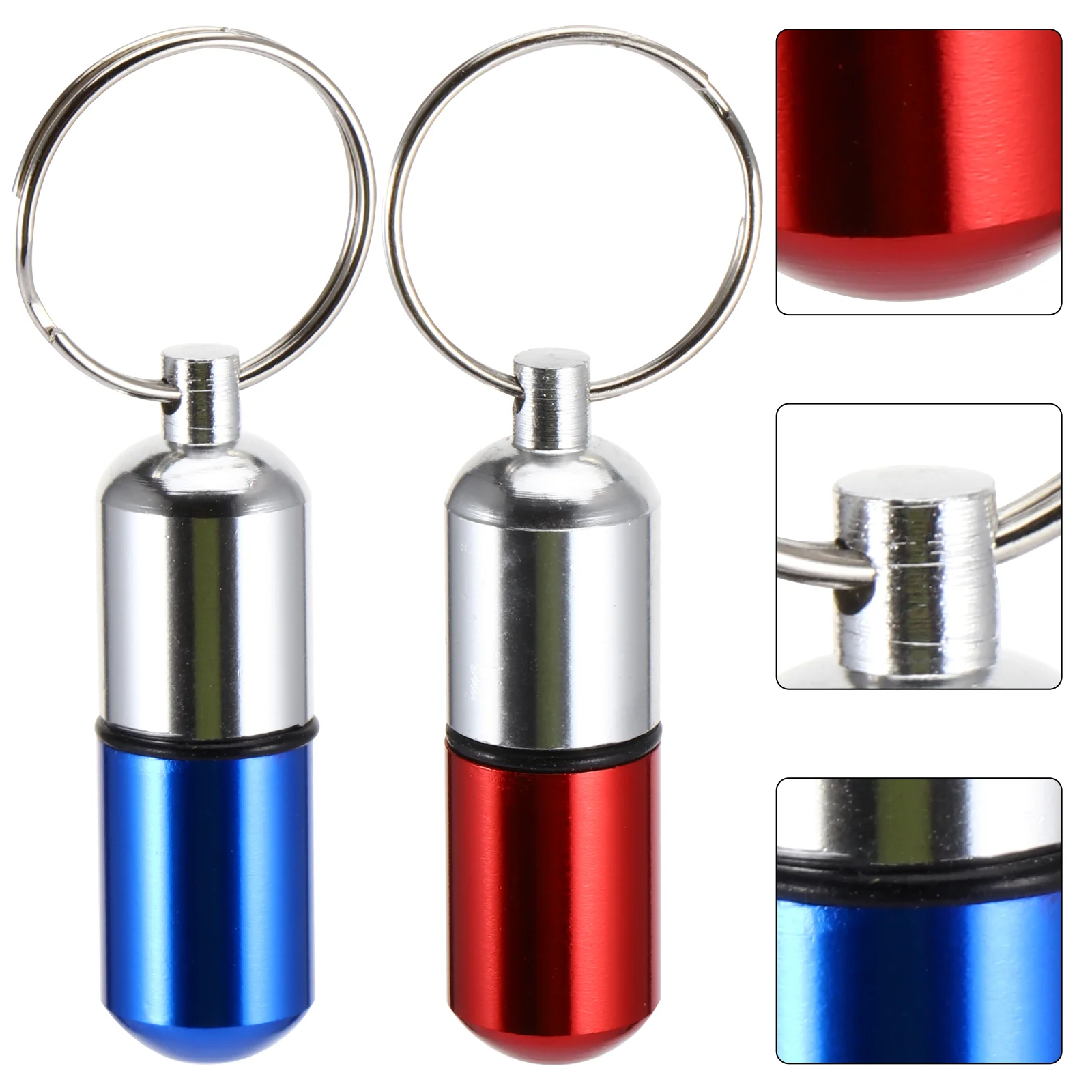 

2pcs Fob Keychain Holder Charm Pendant Emergency Aspirin Holder