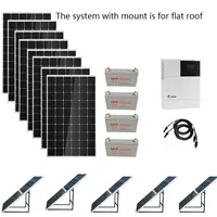 Solar Panel Kit Complete 5000W 220V 110V Off Grid System With Battery Lifepo4 Growatt Hybrid Inverter Home 4HP Air Conditioning