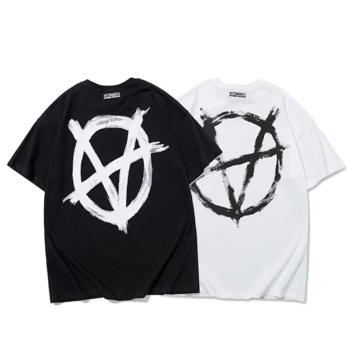 

Oversized Vetements 1:1 High Quality Anti-War Symbol High Street T-Shirt Short Sleeve Black White S-XL