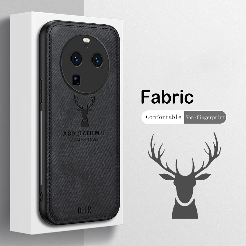 

for Oppo Find X6 Pro Phone Case Fabric Luxury Deer Cloth Shockproof Soft Edges Hard Cover OppoFindX6Pro PGEM110 PGEM10 PGFM10