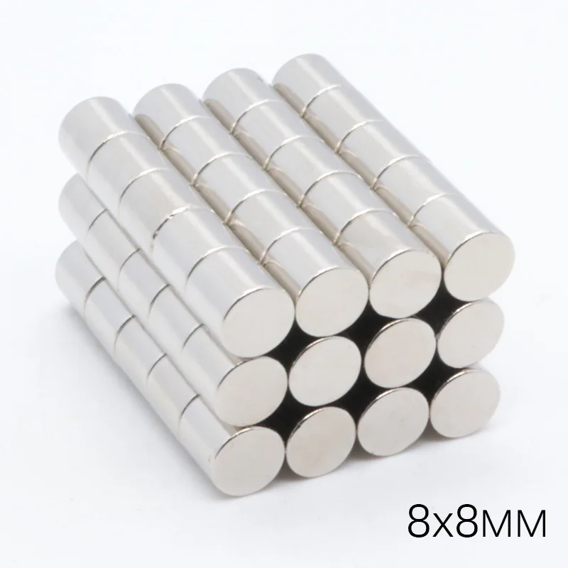 

10Pcs 8x8 mm Strong Cylinder Rare Earth Neodymium Magnet Neodymium N35 Small Round Magnets Disc 8*8 mm Imanes Aimant