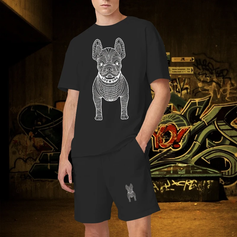 Korean Fashion Trend T-shirt Dog Print Short Sleeve luxury Men's Cotton loose Top T-shirt Unisex Free Shipping