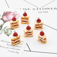 6pcs kawaii strawberry cream cake charms resin pendants charms for bracelet necklace keychain diy jewelry making accessories