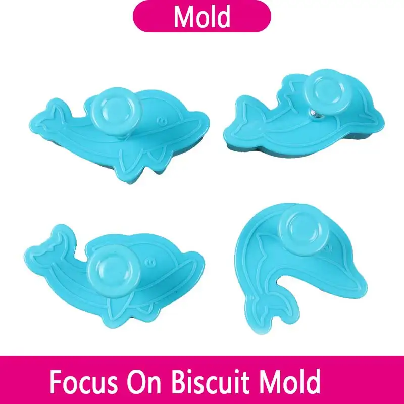 

New 4Pcs Dolphin Spring Embossing Biscuits Chocolate Mould Cake Decorating Tools Cupcake Cookies Muffin Pan Kitchen Baking Gifts