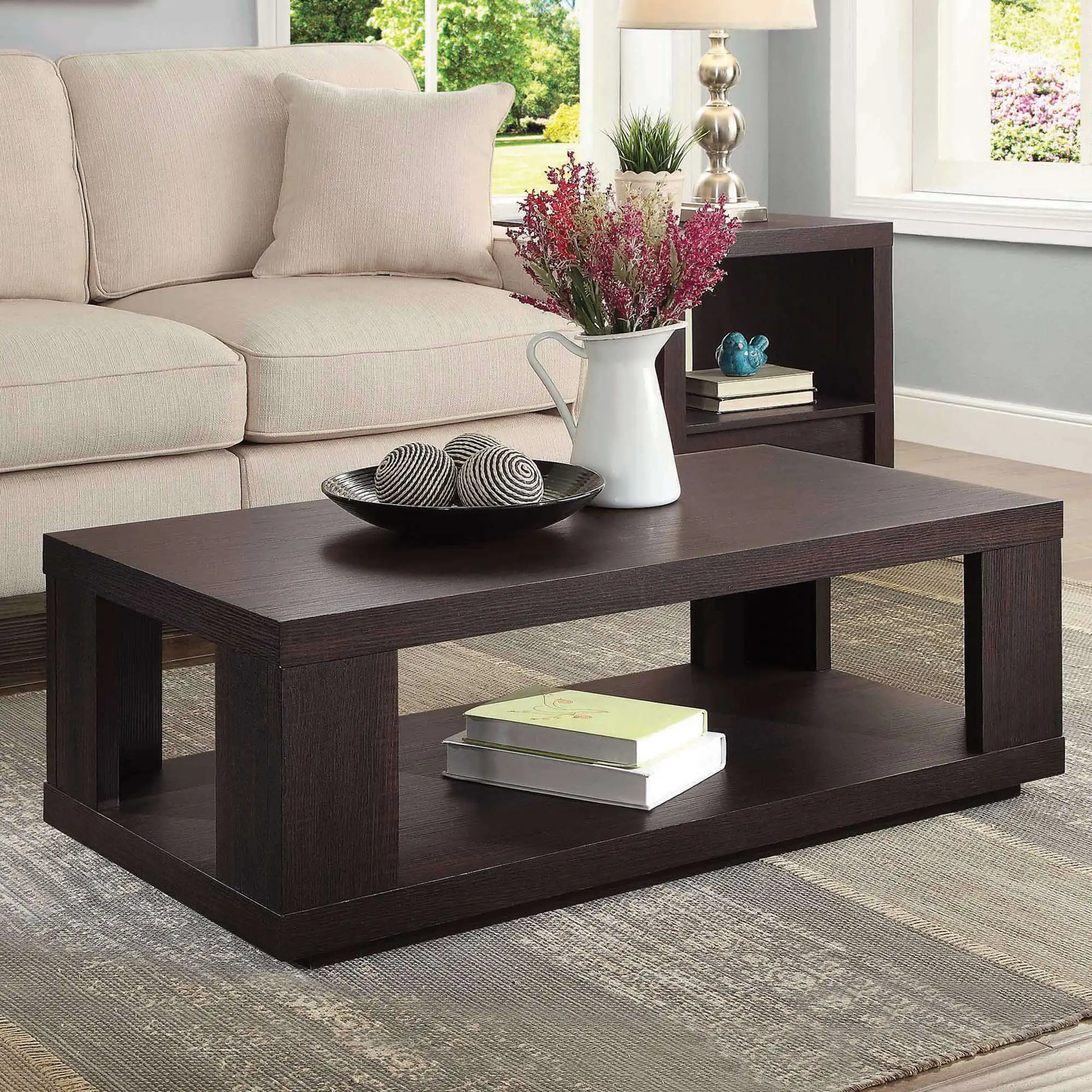 

Steele Coffee Table with Lower Shelf, Espresso