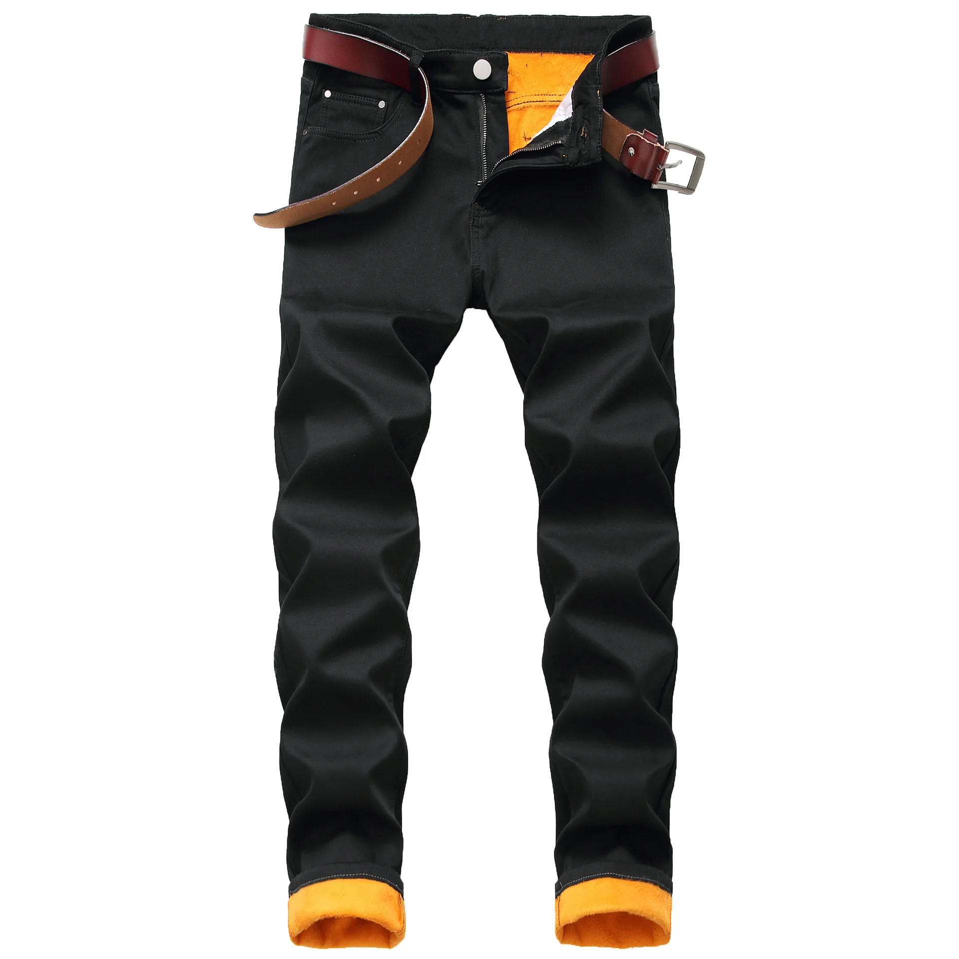 Winter Fleece Warm Jeans Men Casual Fashion Thicken Warm Pants Male Stretch Straight Denim Trousers Men's Jeans Pants