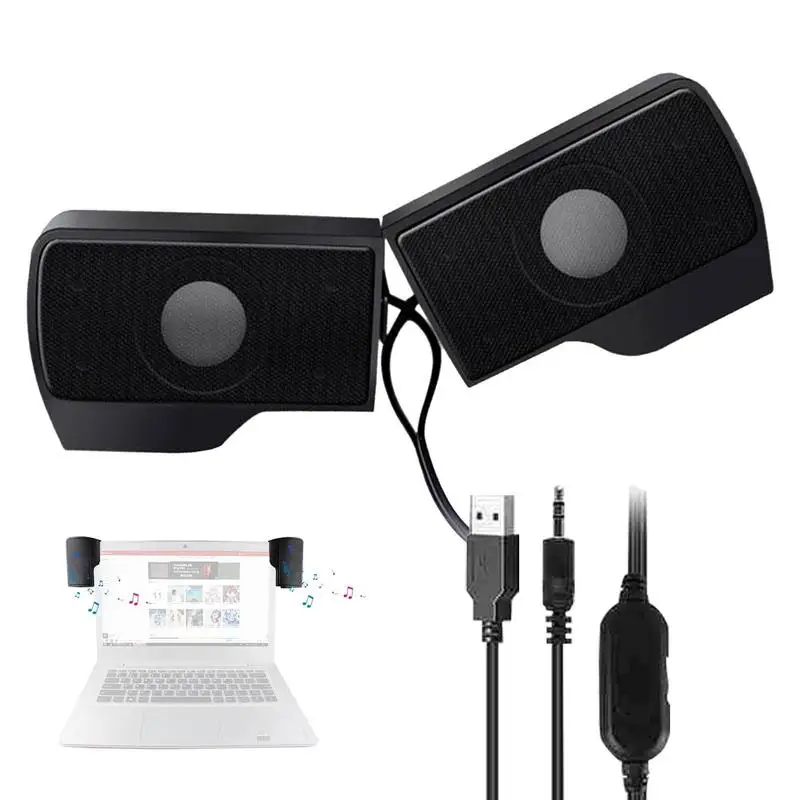 Computer Speakers External Clip On Computer Speakers USB Powered Wired Multimedia Mini Soundbar For PC Computer Laptop Speakers