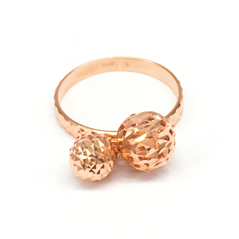 585 фиолетовое Золото новый дизайн ажурные двойные круглые Регулируемые кольца для женщин 14 к розовое золото простые китайские свадебные украшения