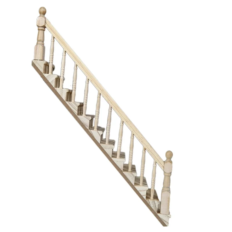 1:12 DIY Миниатюрные аксессуары поручни для правой лестницы деревянная мебель