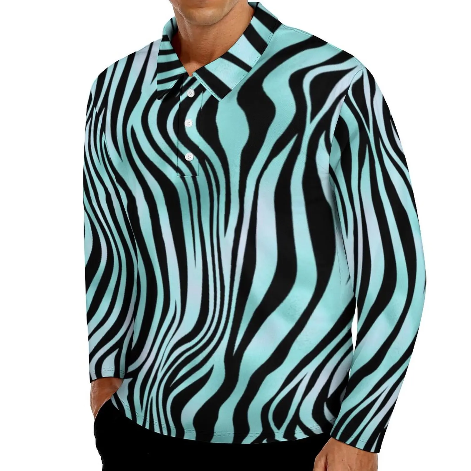 

Рубашка-поло мужская оверсайз в полоску, с длинным рукавом и отложным воротником