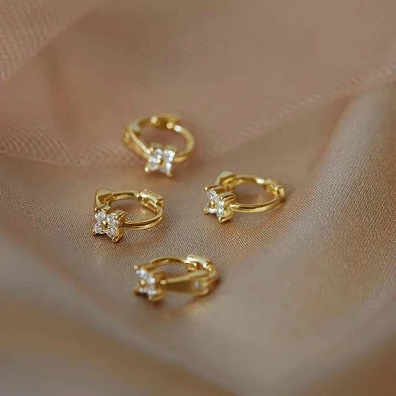 сережки для подростков Женские серьги в виде маленького клевера с цирконом 1 шт. 14