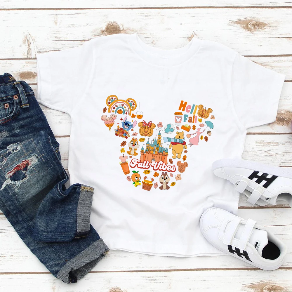 

Kids Summer New Products T-Shirts Disney White Hot Selling Mickey Mosue Head Print Baby Girl Boy Tops Fashion 3-12T Short Sleeve