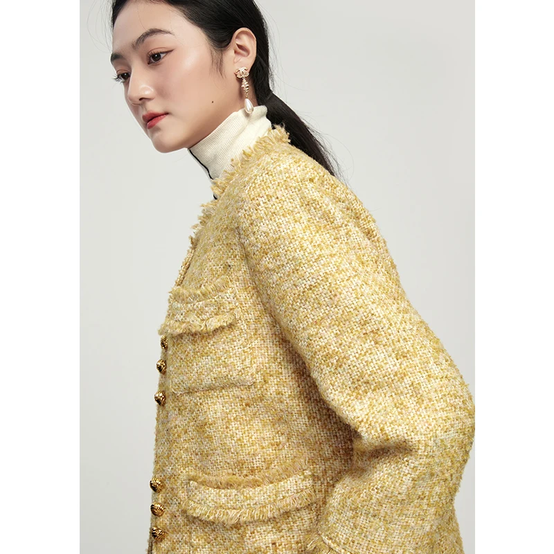 New 70% Wool 2023 Sprint Casaco Feminino Inverno 2022  90%  White Duck Down  Coat Women  High Street Fashion Single Breasted