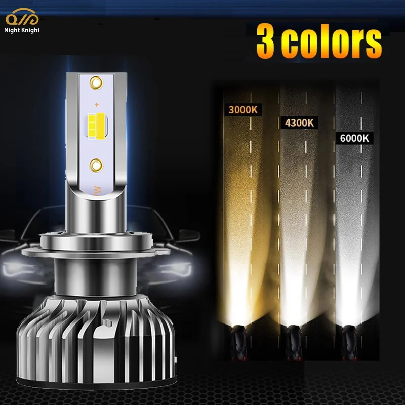 

Night knight H7 LED H4 3 Color Changing Car Headlights 3000K 4500K 6000K Fog Lights 70W Auto Lights Canbus H1 H3 H11 9005 9006