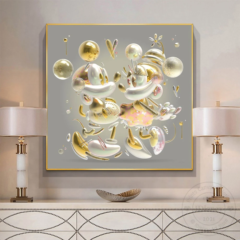 

Disney Cartoon Mickey Minnie Mouse Posters Donald Duck Prints Canvas Painting Abstract 3D Wall Art For Living Room Home Decor