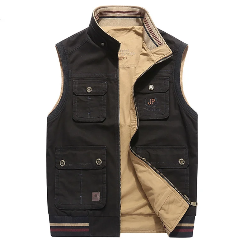 

Plus Size 7XL 8XL Outdoor Sleeveless Jacket Men Cotton Spring Autumn Casual Multi-pocket Waistcoat Jacket Photographer Vests Men