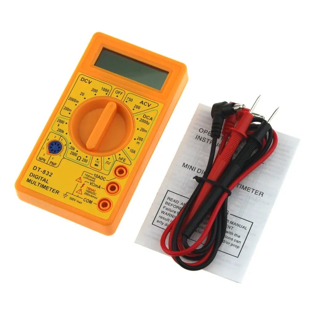 

DT-830D Mini Pocket Digital Multimeter 1999 Counts AC/DC Volt Amp Ohm Diode hFE Continuity Tester Ammeter Voltmeter Ohmmeter