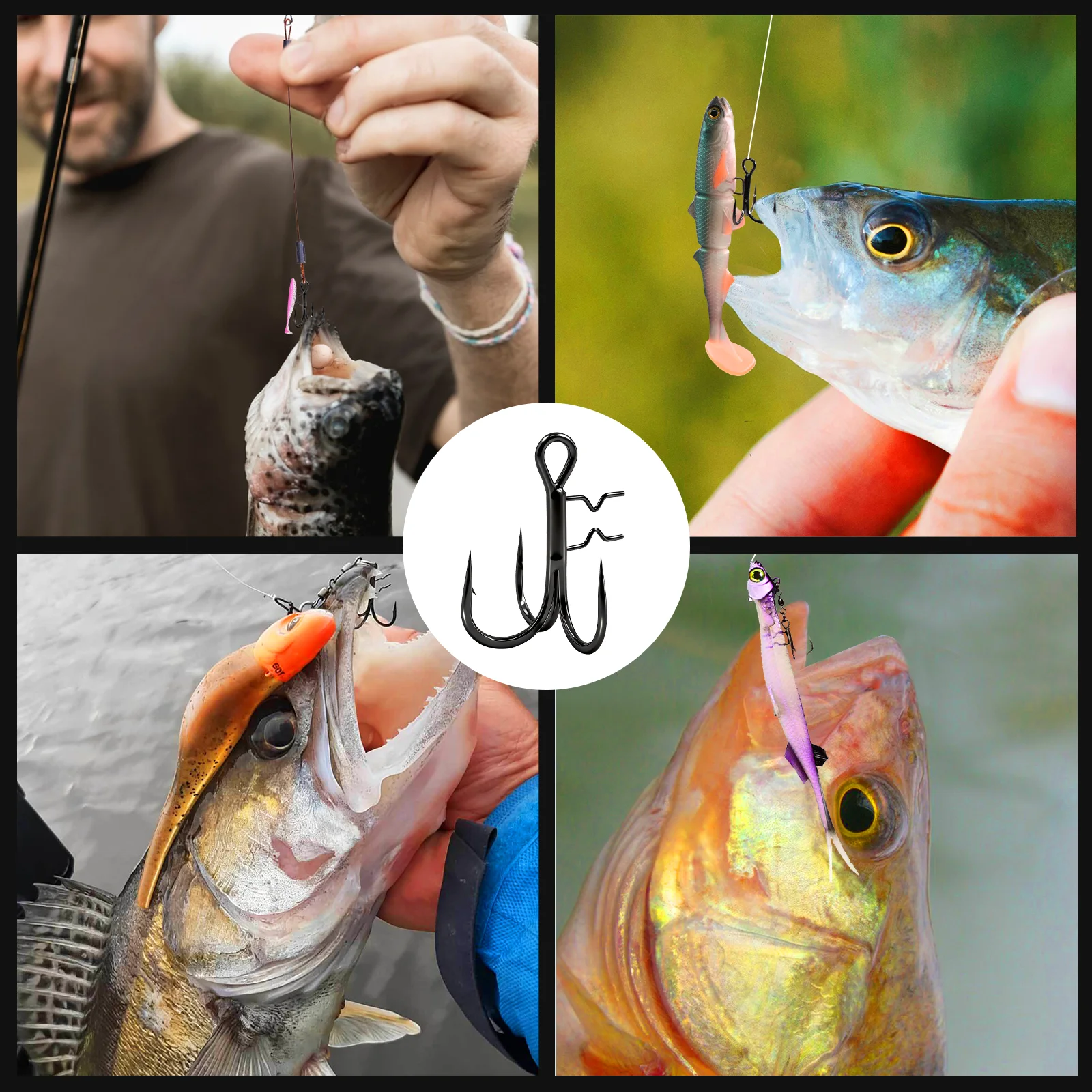 Рыболовные крючки FishTrip, 5 шт., черные, с тройным ушком, из высокоуглеродистой стали, острые, с зазубринами, для мягких приманок, сменные крючки (art.: 3920dacd53e3d) - 3920dacd53e3d