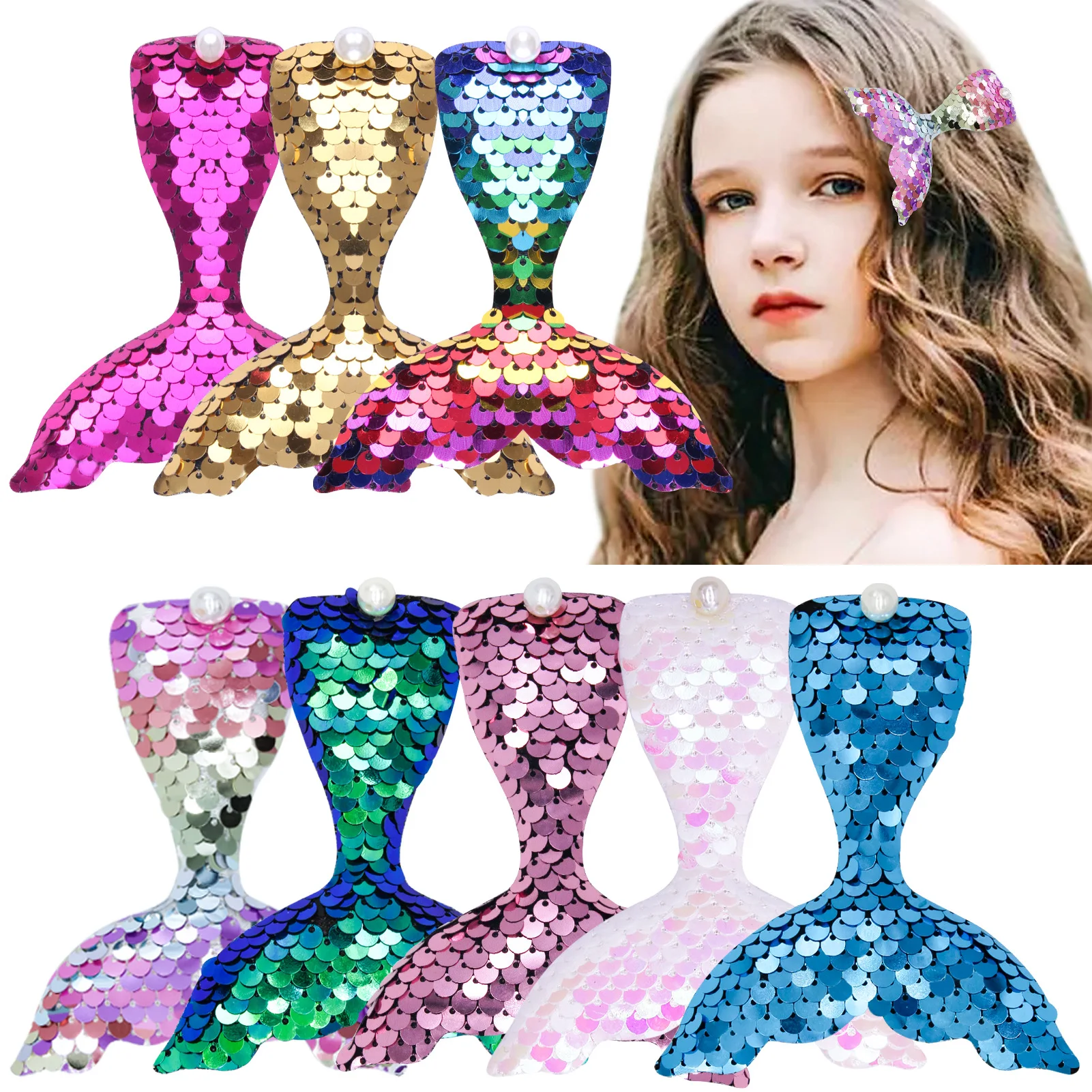

Hairpin Cute Kids Cartoon Beauty Fish Tail Flip Sequin Duck Bill Clip