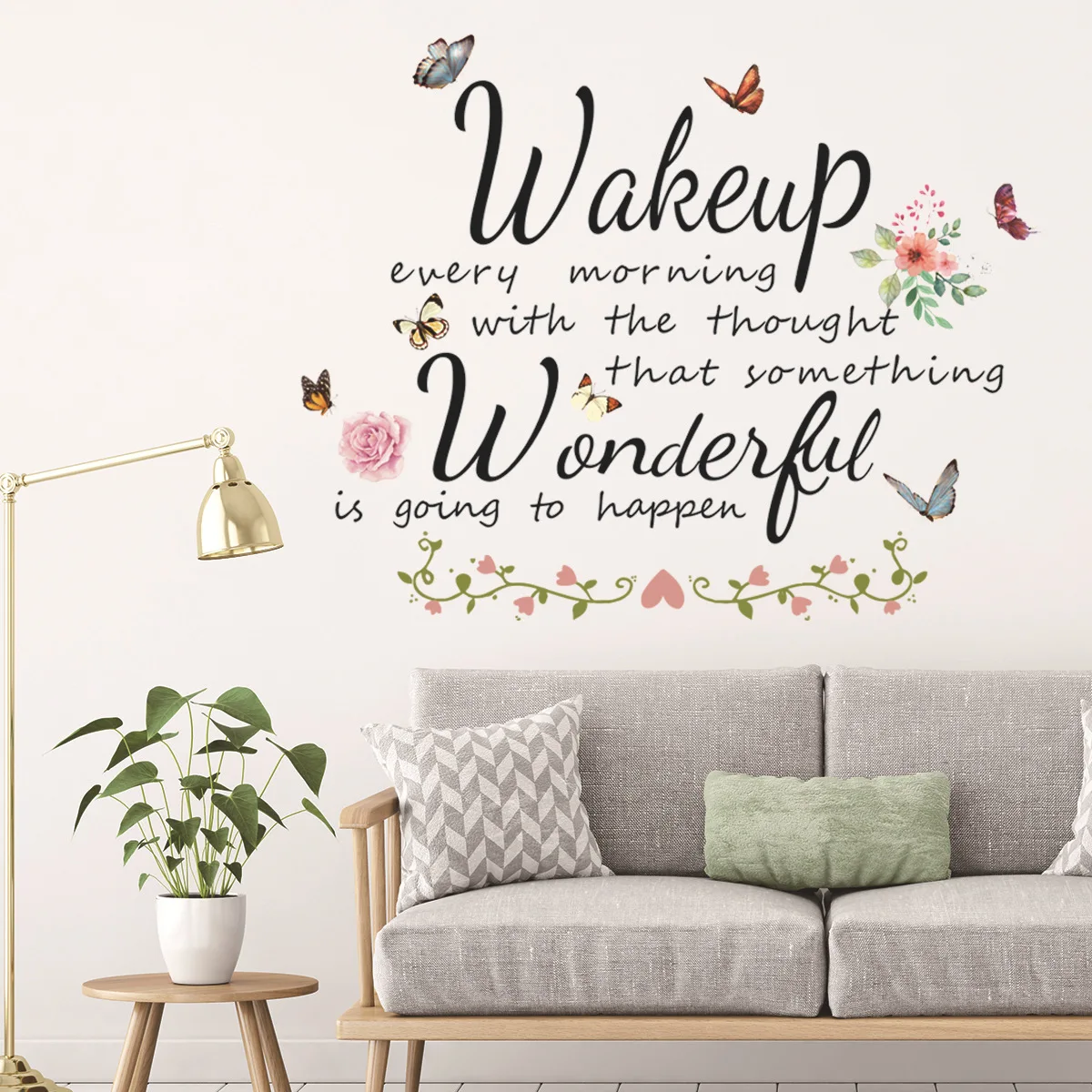 

Sticker Butterfly Wakeup English inspirational wall stickers living room wall stickers background wall decoration wall stickers