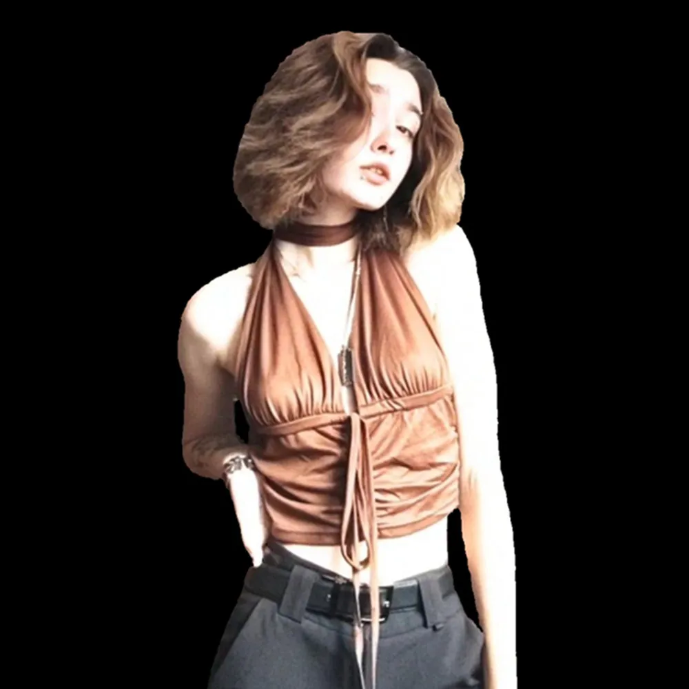 

Женский укороченный топ с V-образным вырезом, без рукавов