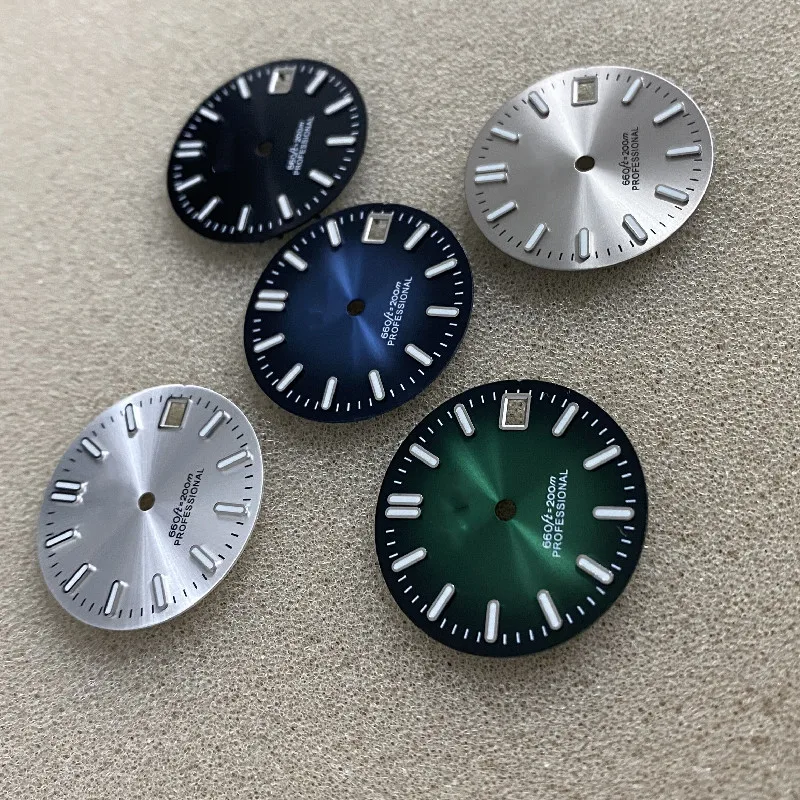 Sunburst dial blue black white green striped nails with Japanese C3 luminous fit nh35 nh36 4R36 7S movement