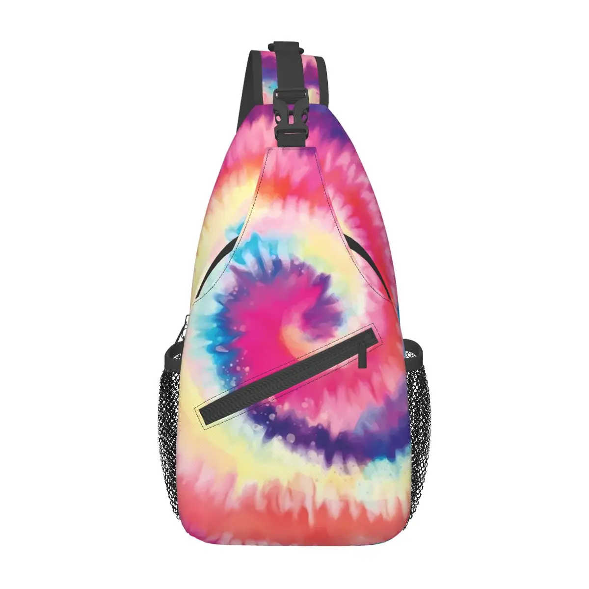 

Colorful Tie Dye Chest Bags Male Rainbow Swirl Hiking Shoulder Bag Streetwear Print Small Bag School Outdoor Sling Bags