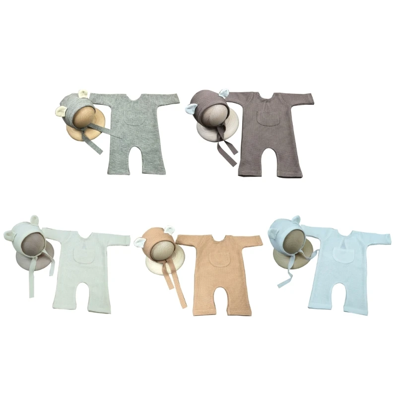 

Newborn Baby Jumpsuit with Hat Infant Photography Props Infant Outfits Overalls