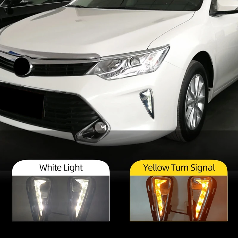 Car LED DRL Daytime Running Lights Front Fog Lights Turn Signal Lights For Toyota Camry 2015 2016 2017