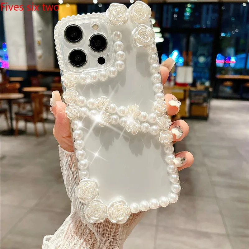 Роскошные Жемчужные 3D Прозрачные мягкие чехлы для телефонов OPPO A60 A98 A79 A78 A58 A38 A18 A17