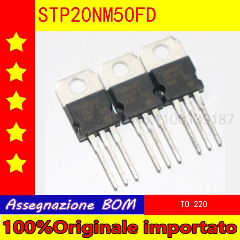 

100%Originale importato 10pcs/lot STP20NM50FD P20NM50FD TO-220 high voltage field effect transistor 500V MOS 20A