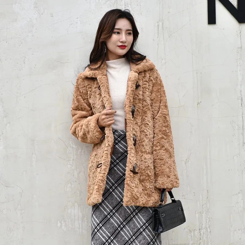 

Новинка Осень-зима 2022, Женская свободная шерстяная высококлассная куртка, Женское пальто средней длины из искусственного меха, Норковое плюшевое пальто с начесом, женские топы