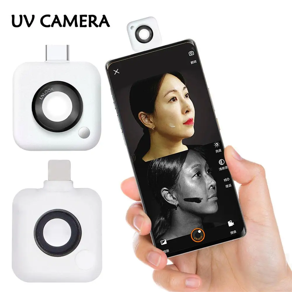 UV Camera for Sunscreen Test Portable UV Camera for Facial Sun Protection and Makeup Removal Detection for iPhone Samsung