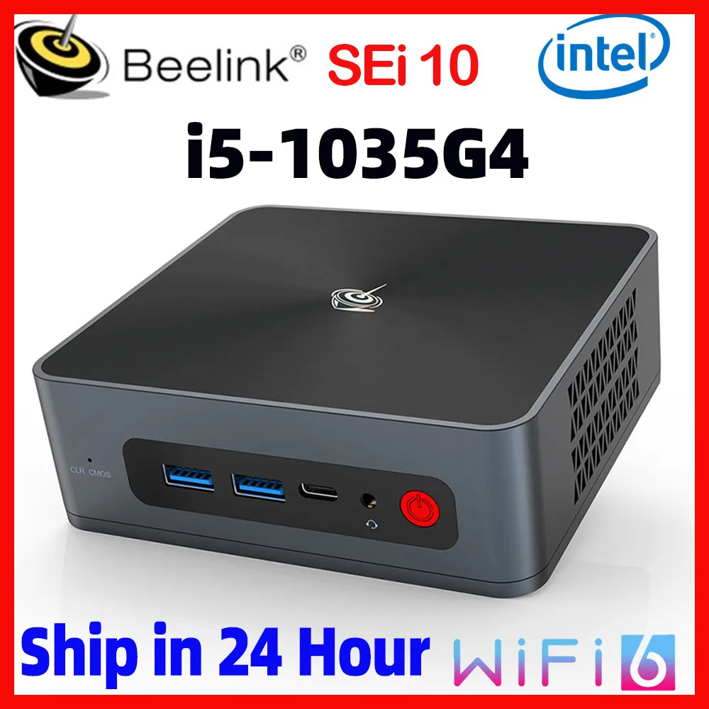 

Beelink SEi10 Intel i5 1035G4 Windows 11 Pro 10th Gen Mini PC Kingston DDR4 8GB SSD 256GB 4K Dual HD Wifi6 1000M Desktop