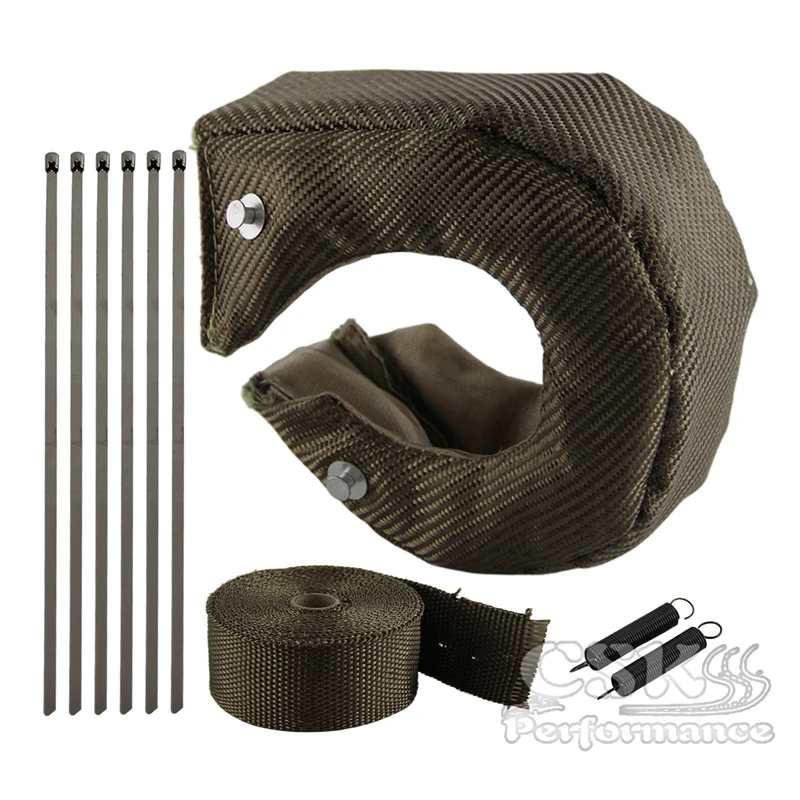 

T3 Turbo Heat Shield Blanket Cover GT30 GT32 GT35 +Downpipe Header Wrap+Zip Ties
