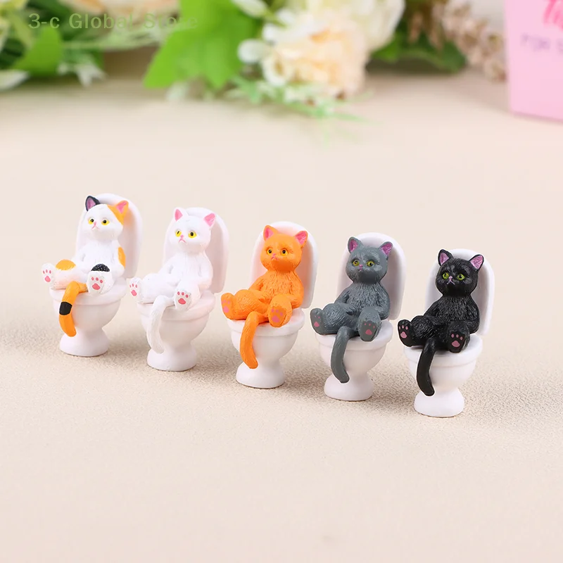 

1 шт., миниатюрная фигурка кошки в туалете
